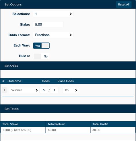 Each Way Bet Calculator – Work Out Your Returns .